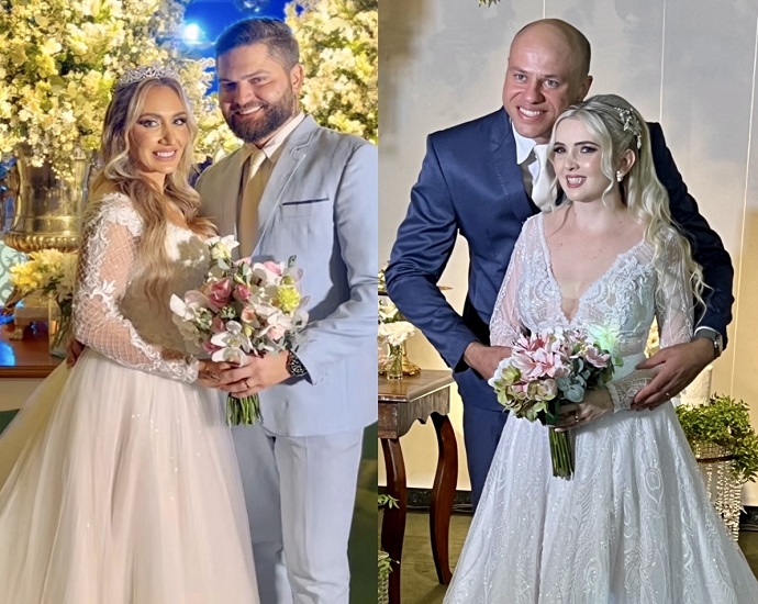 VEM VER: casamentos de Bruno Gival e Danielle Oliveira e Joelle Vano e Paulo Afonso movimentaram final de semana