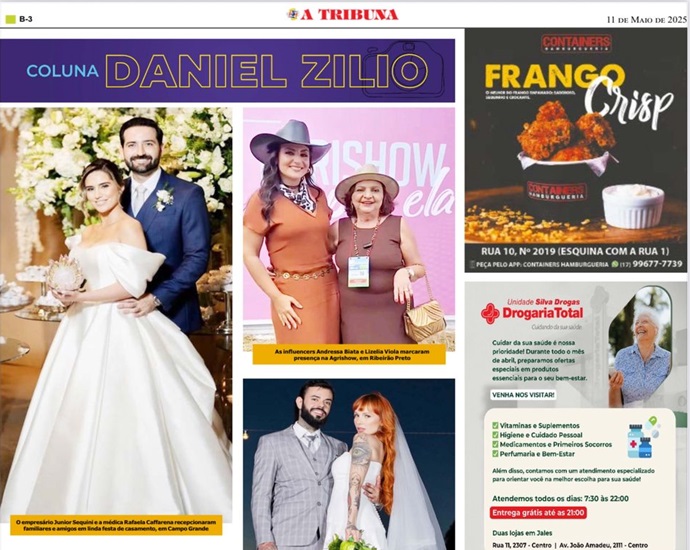 COLUNA DANIEL ZILIO: o destaque da semana foi para o casamento de Junior Sequini e Rafaela Caffarena