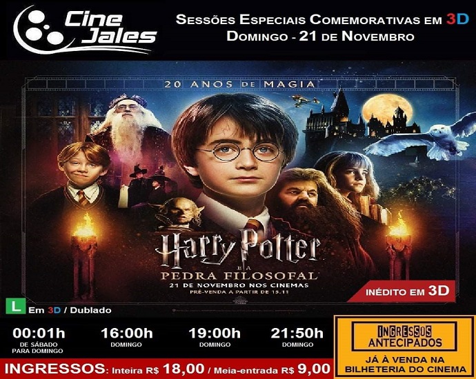 CINEMA: Cine Jales apresenta Harry Potter em versão 3D para comemorar 20 anos da saga