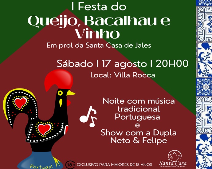 VEM FESTÃO: I Festa do Queijo, Bacalhau e Vinho marca retorno dos eventos da Santa Casa de Jales